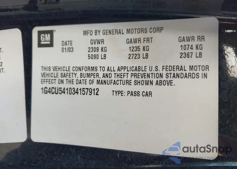 2003 Buick Park Avenue Ultra from USA, damaged, VIN 1G4CU541034157912